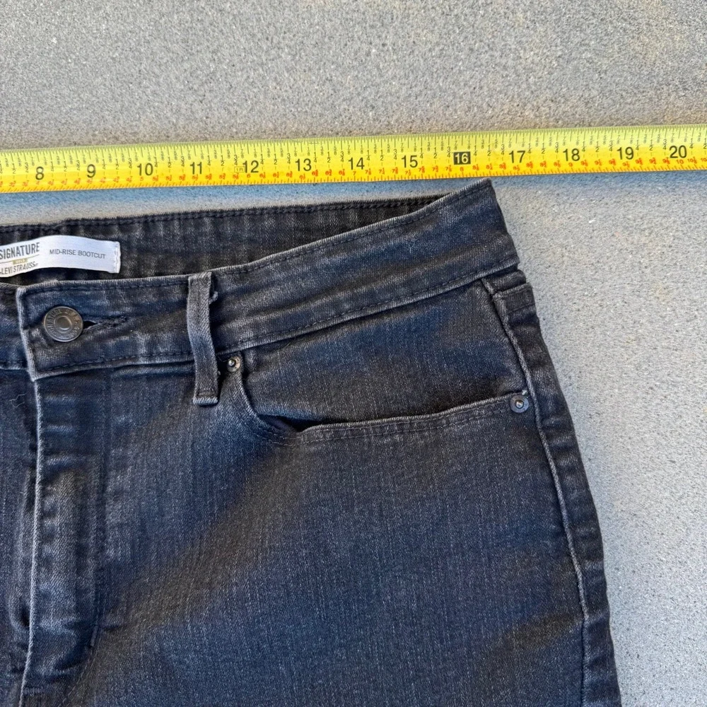 Signature by Levi‎ Strauss Women Mid Rise Bootcut Jeans Black Stretch Denim
